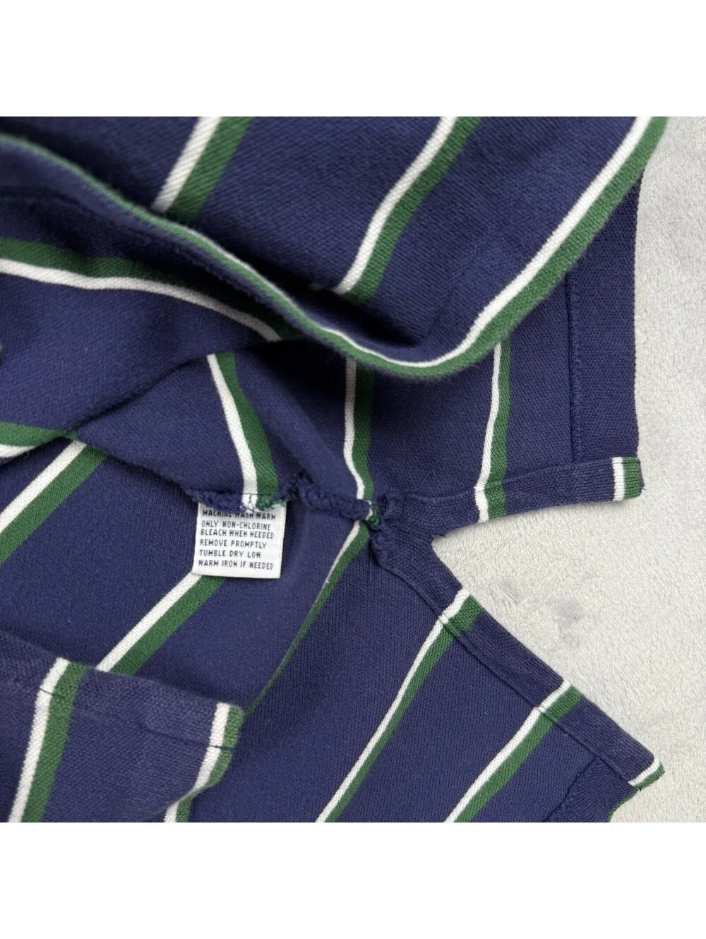 Polo Ralph Lauren Men’s L Navy Green Stripe Polo Shirt Cotton Pony Casual Preppy